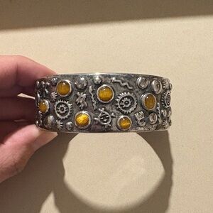 Carolyn Pollacks Sterling Silver Spiny Oyster Petroglyph Ring & Cuff Set
